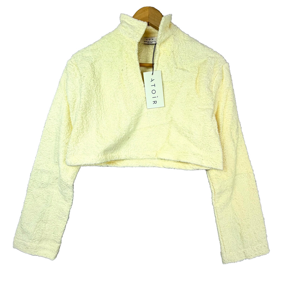 Atoir The Nikko Crop‎ Sweatshirt Womens 2 Yellow Papyrus Terry Beachy Festival